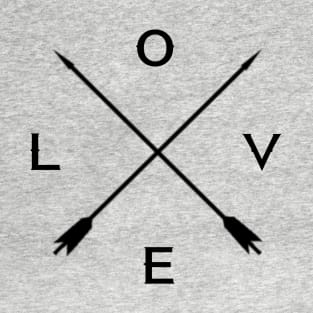 Love Crossed Arrow Sign T-Shirt - Black T-Shirt